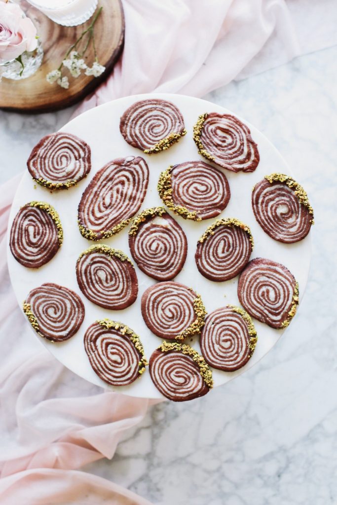 Tree Ring Shortbread Cookies with Pistachio “Moss”
