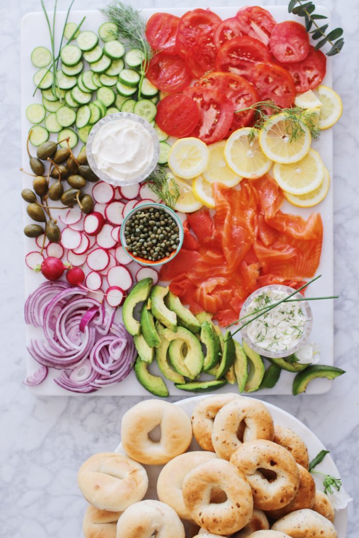 Yom Kippur BreakFast Bagel Board Rebekah Lowin