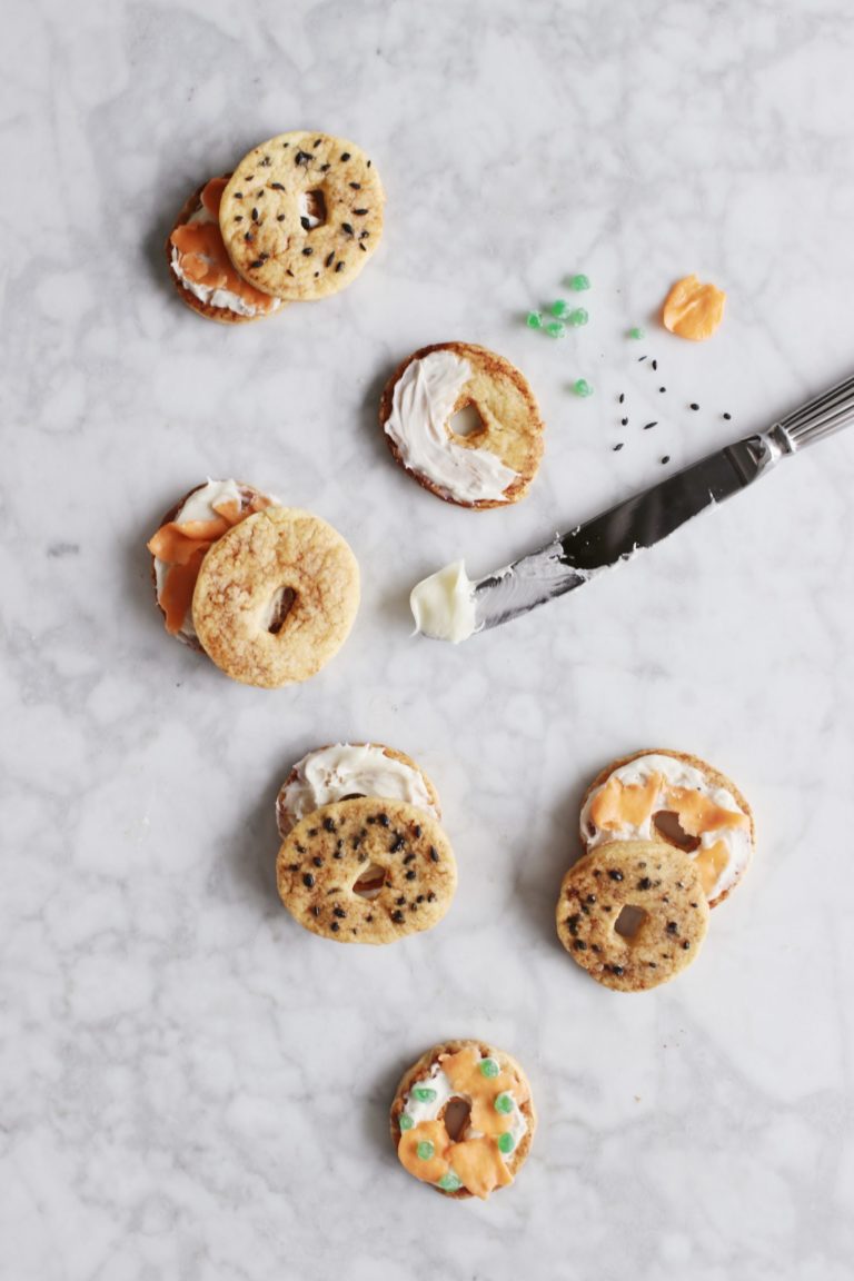 Bagel Sugar Cookies with Cream Cheese Frosting and Candy Lox