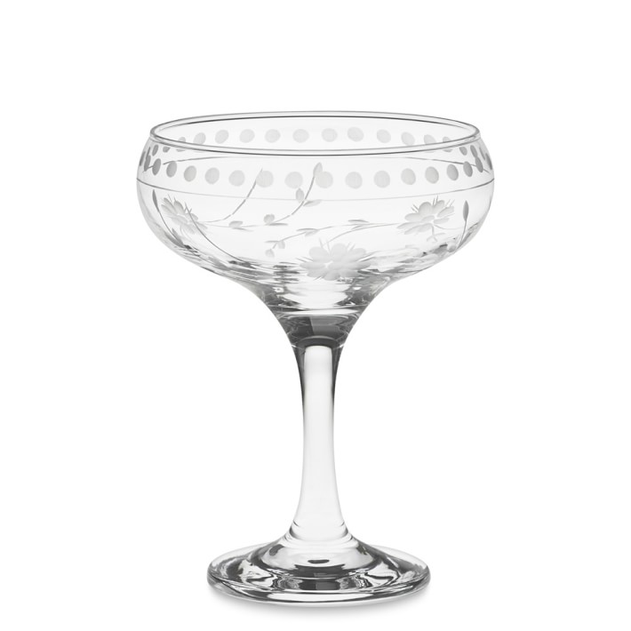 vintage etched coupe glasses