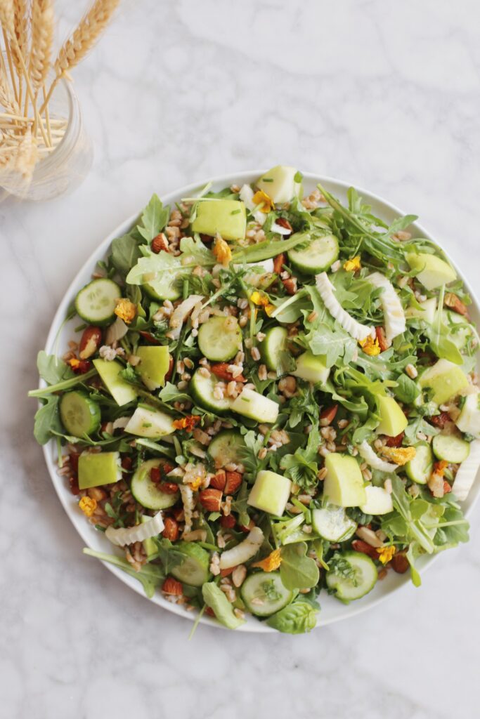 herby apple farro salad recipe rosh hashanah salad recipe