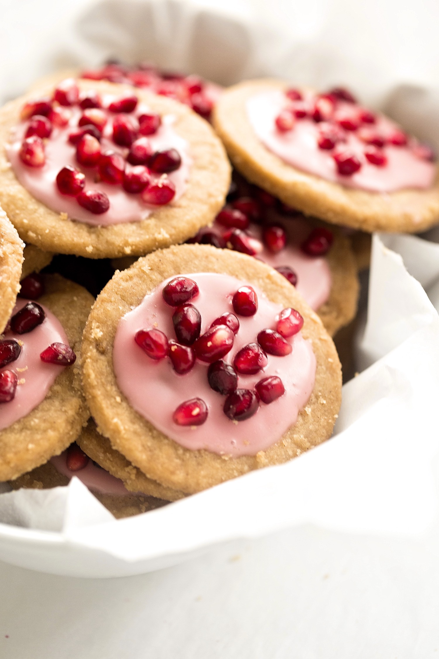 Brown Sugar Shortbread Cookies with Pomegranate
