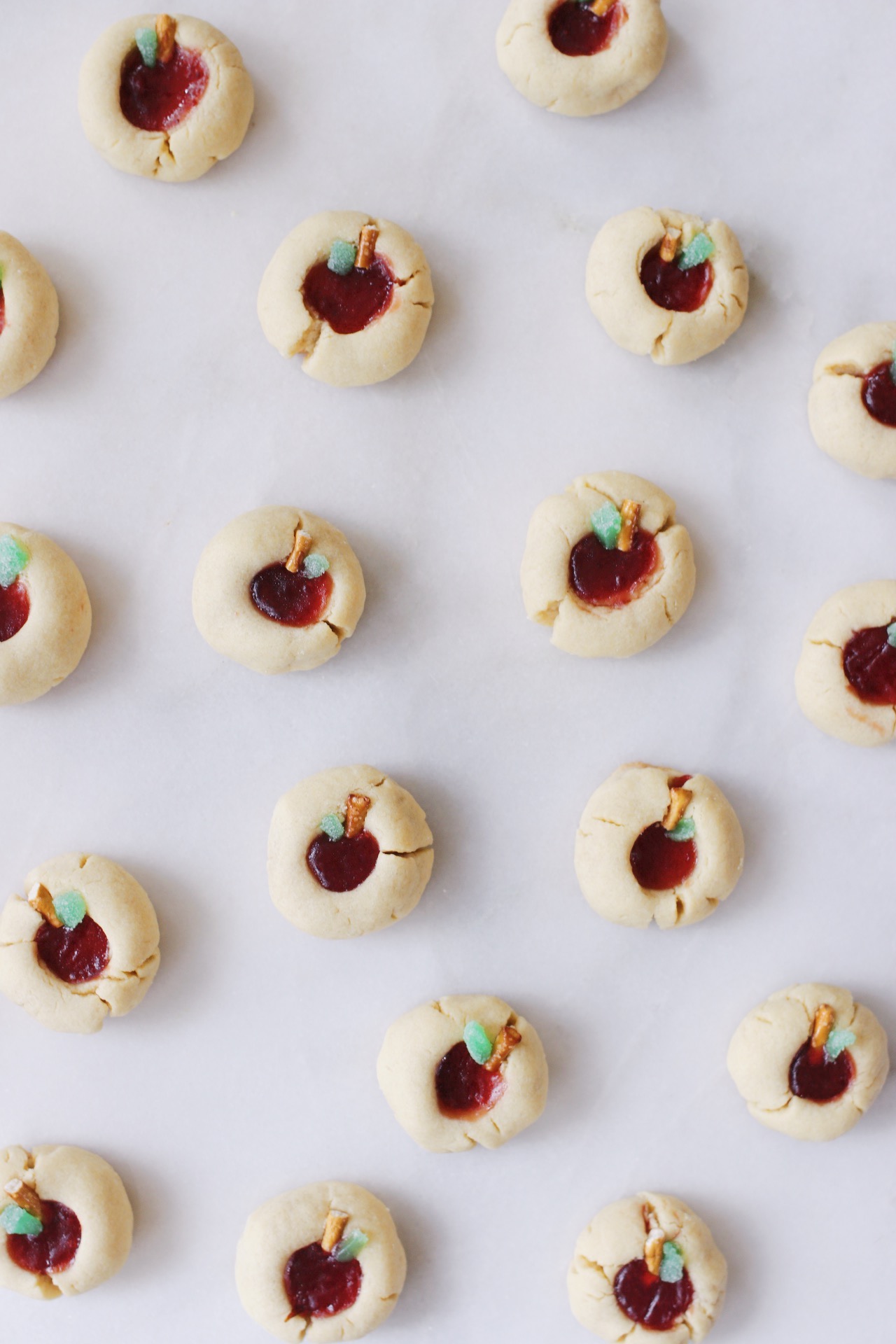 Apple-Shaped Thumbprint Cookies