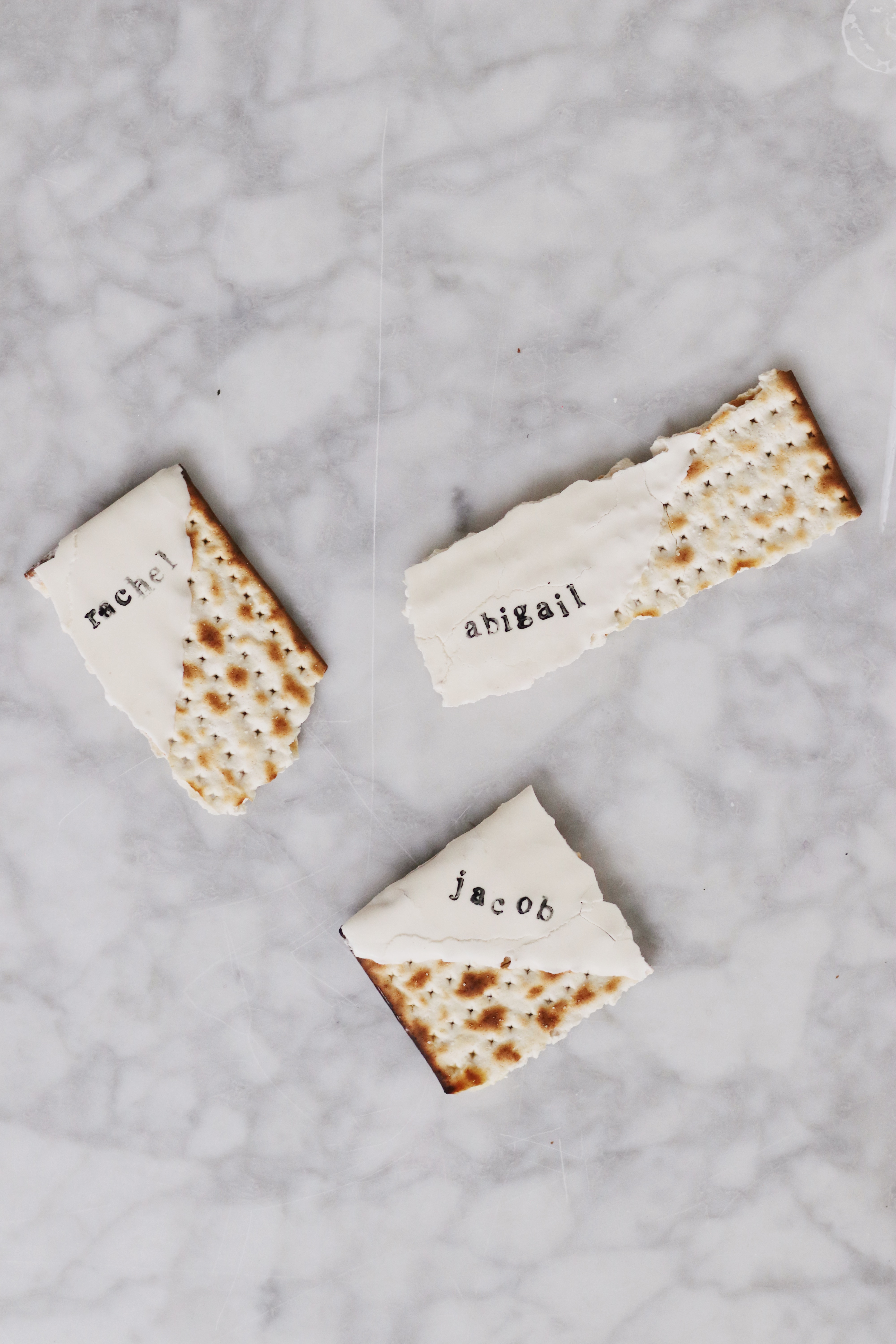 Stamped Matzo Place Cards